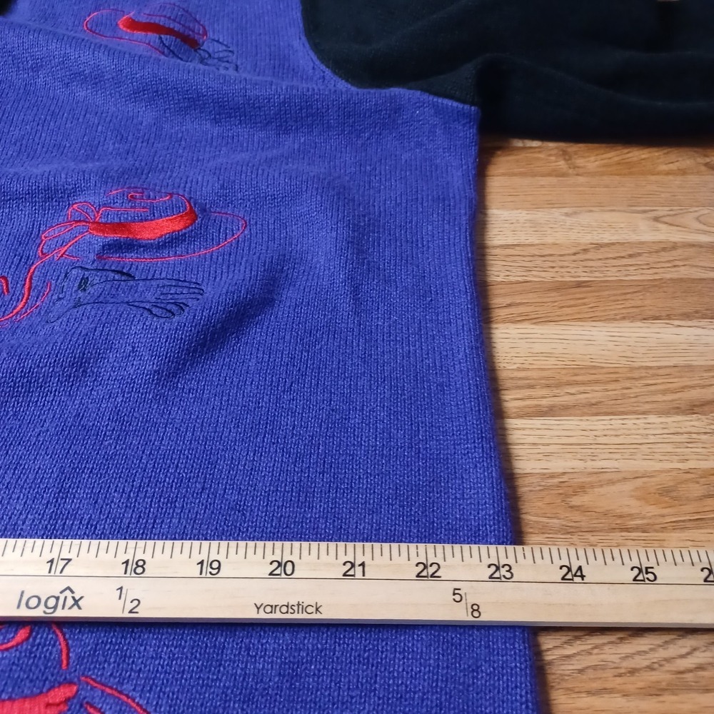 Red Hat Society Embroidered Cardigan Sweater 1X Black Purple Color Block L/S - Picture 8 of 11